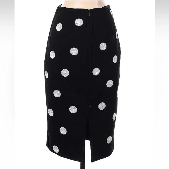 White House Black Market Black White Sequin Polka Dot Pencil Skirt Size 00 NWT - Picture 2 of 9